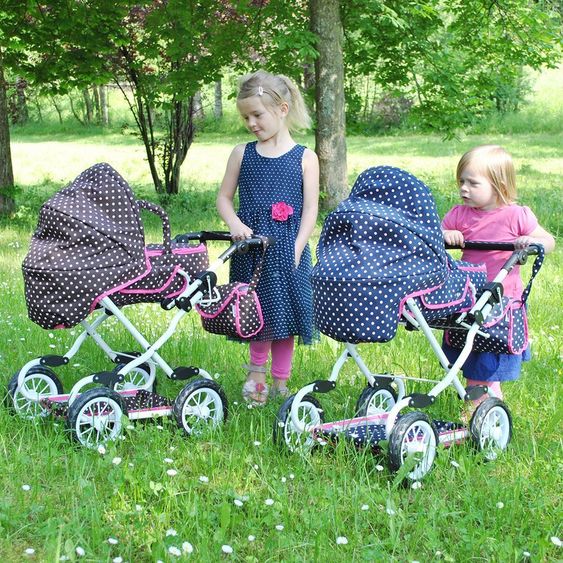 Knorrtoys Kombi-Puppenwagen Salsa Pünktchen - Marine Rosa