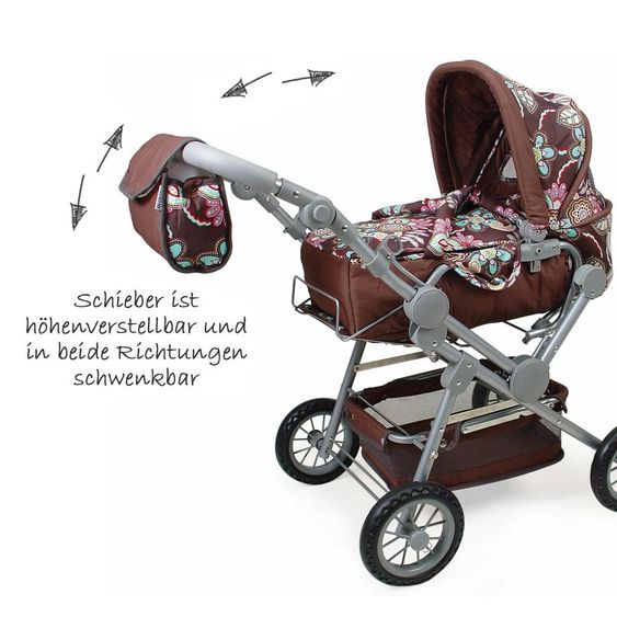 Knorrtoys Kombi-Puppenwagen Twingo-S - Flower Brown