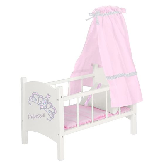 Knorrtoys Puppenbett mit Himmel - Diadem - Weiß