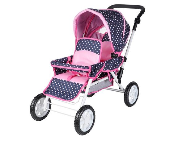 Knorrtoys Zwillings-Puppenwagen Big Twin - Dots Ocean Pink