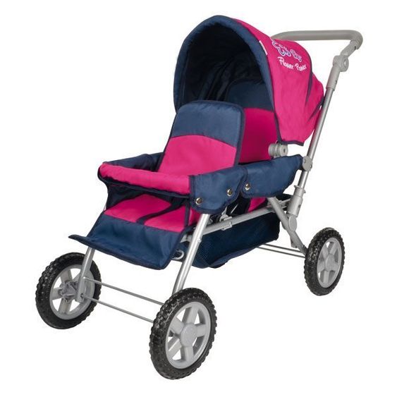 Knorrtoys Zwillings-Puppenwagen Big Twin - Flower Power Pink