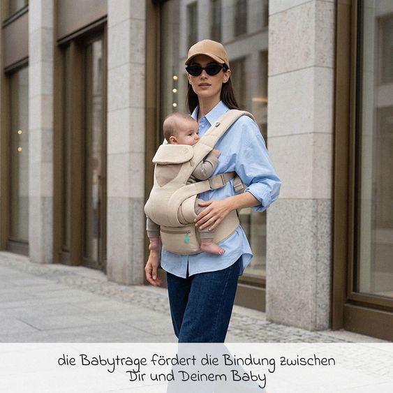 Koala Babycare 3-in-1 Babytrage Cuddle Carry ab Geburt von 3,2 bis 20,4 kg - Anhock-Spreiz-Haltung, 3 Tragepositionen - Beige