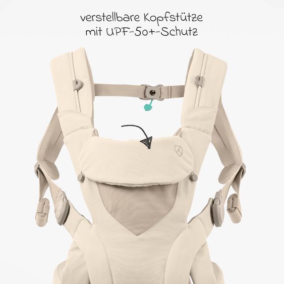 Koala Babycare 3-in-1 Babytrage Cuddle Carry ab Geburt von 3,2 bis 20,4 kg - Anhock-Spreiz-Haltung, 3 Tragepositionen - Beige