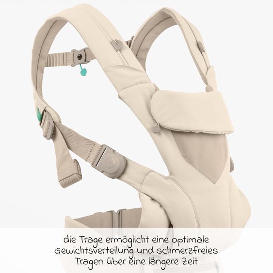 Koala Babycare 3-in-1 Babytrage Cuddle Carry ab Geburt von 3,2 bis 20,4 kg - Anhock-Spreiz-Haltung, 3 Tragepositionen - Beige