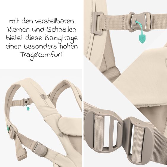 Koala Babycare 3-in-1 Babytrage Cuddle Carry ab Geburt von 3,2 bis 20,4 kg - Anhock-Spreiz-Haltung, 3 Tragepositionen - Beige