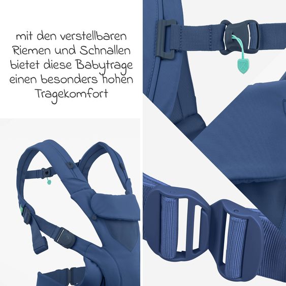Koala Babycare 3-in-1 Babytrage Cuddle Carry ab Geburt von 3,2 bis 20,4 kg - Anhock-Spreiz-Haltung, 3 Tragepositionen - Dark Blue