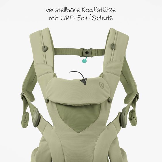 Koala Babycare 3-in-1 Baby Carrier Caddle Carry from Birth 3.2 to 20.4 kg - Frog-Leg Position, 3 Carrying Positions - Light Green