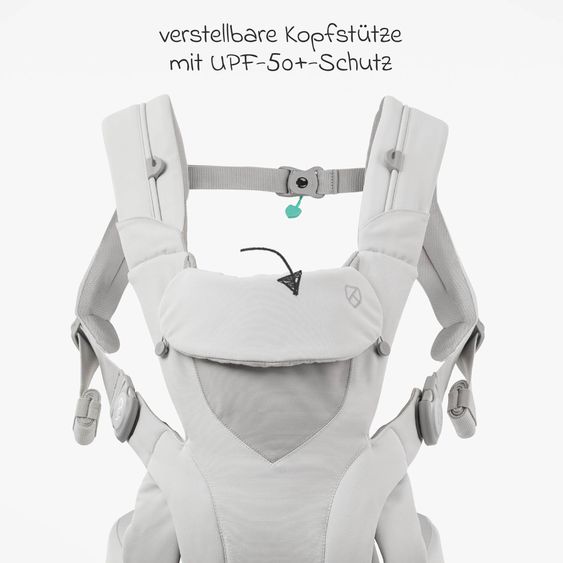 Koala Babycare 3-in-1 Babytrage Cuddle Carry ab Geburt von 3,2 bis 20,4 kg - Anhock-Spreiz-Haltung, 3 Tragepositionen - Light Grey