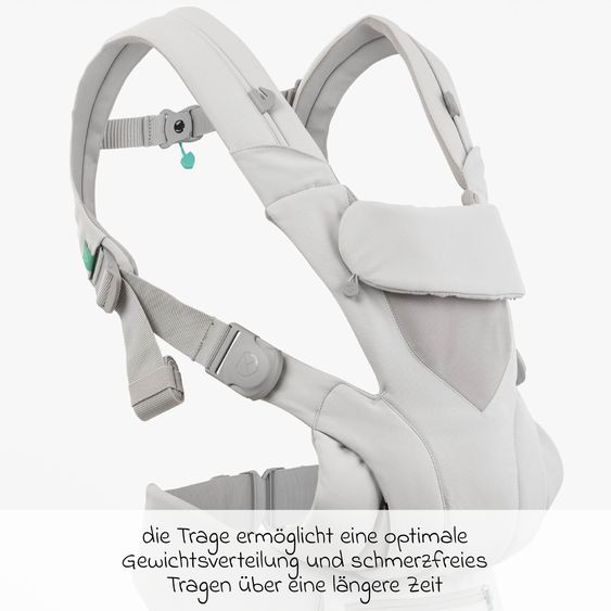 Koala Babycare 3-in-1 Babytrage Cuddle Carry ab Geburt von 3,2 bis 20,4 kg - Anhock-Spreiz-Haltung, 3 Tragepositionen - Light Grey