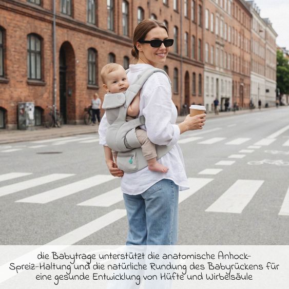 Koala Babycare 3-in-1 Babytrage Cuddle Carry ab Geburt von 3,2 bis 20,4 kg - Anhock-Spreiz-Haltung, 3 Tragepositionen - Light Grey