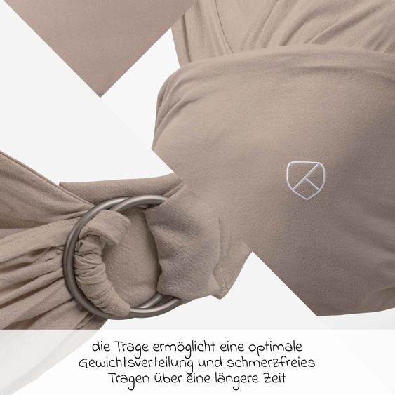 Koala Babycare Baby wrap carrier Cuddle Band 2 made of Linen from birth up to 3 to 18 kg - breathable - Linen Cappuccino