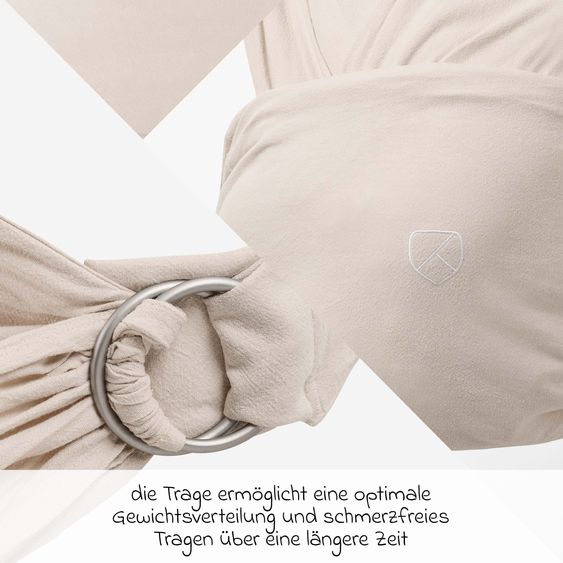 Koala Babycare Écharpe De Portage Bébé Cuddle Band 2 en Lin Dès La Naissance de 3 à 18 Kg - Respirant - Lin Oat