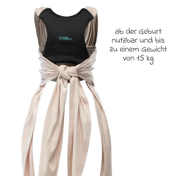 Koala Babycare Babytragetuch Cuddle Band 2 mit Bio-Baumwolle ab Geburt von 3 bis 15 kg - atmungsaktiv - Full Beige