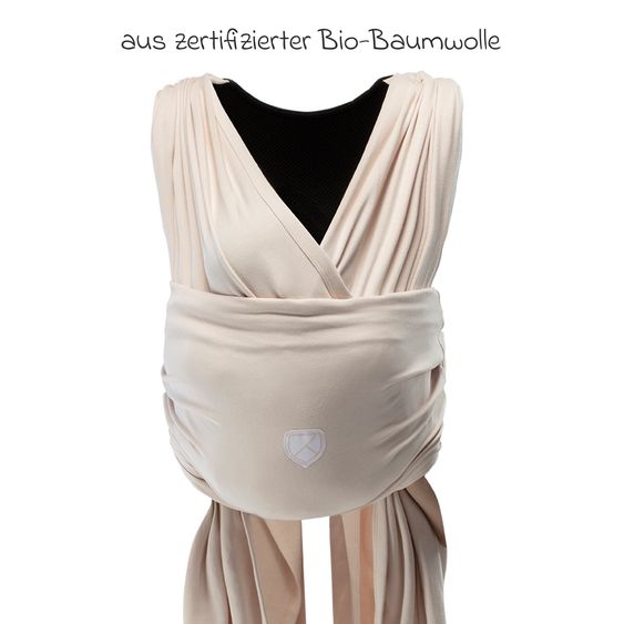 Koala Babycare Babytragetuch Cuddle Band 2 mit Bio-Baumwolle ab Geburt von 3 bis 15 kg - atmungsaktiv - Full Beige