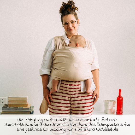 Koala Babycare Babytragetuch Cuddle Band 2 mit Bio-Baumwolle ab Geburt von 3 bis 15 kg - atmungsaktiv - Full Beige