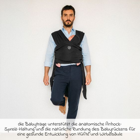 Koala Babycare Babytragetuch Cuddle Band 2 mit Bio-Baumwolle ab Geburt von 3 bis 15 kg - atmungsaktiv - Full Black