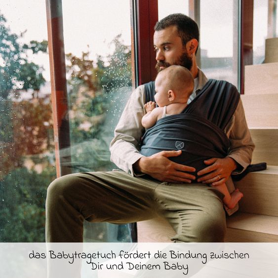 Koala Babycare Baby wrap carrier Cuddle Band 2 with Organic Cotton from Birth for 3 to 15 kg - Breathable - Full Dark Grey