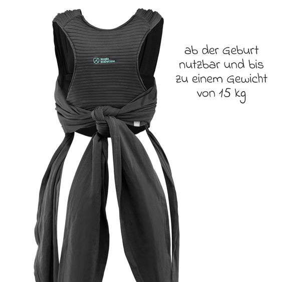 Koala Babycare Baby wrap carrier Cuddle Band 2 with Organic Cotton from Birth for 3 to 15 kg - Breathable - Full Dark Grey