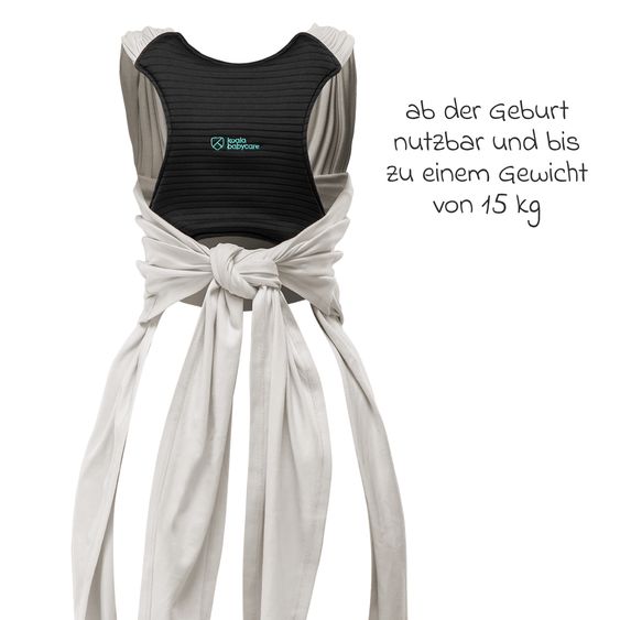 Koala Babycare Baby wrap carrier Cuddle Band 2 with Organic Cotton from Birth for 3 to 15 kg - Breathable - Full Grey