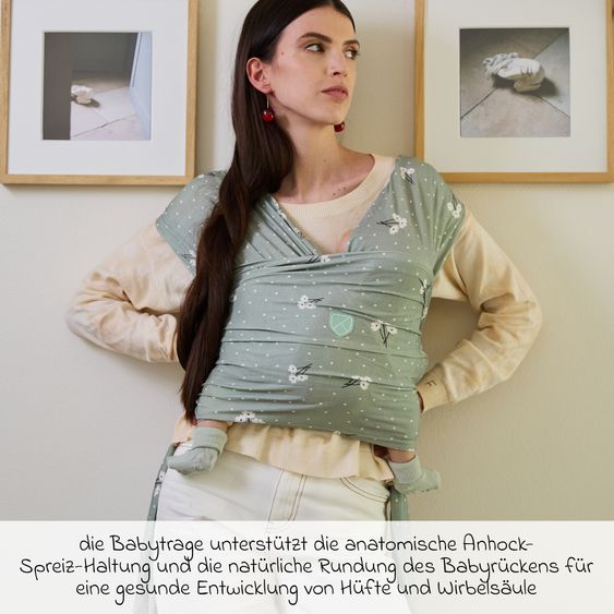 Koala Babycare Babytragetuch Cuddle Band 2 Modal ab Geburt von 2 bis 9 kg - atmungsaktiv - Blossom Green