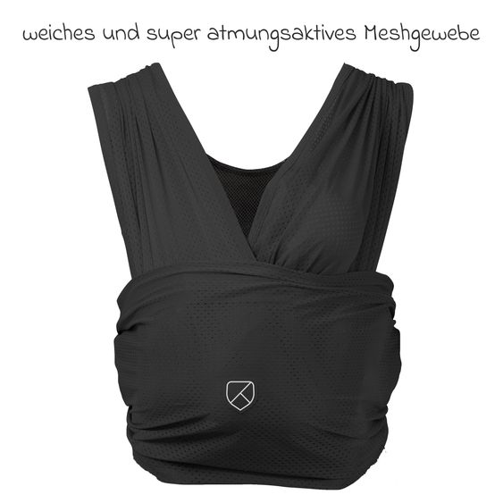 Koala Babycare Babytragetuch Cuddle Breeze Watersling ab Geburt von 2 bis 9 kg - atmungsaktives Meshgewebe - Black