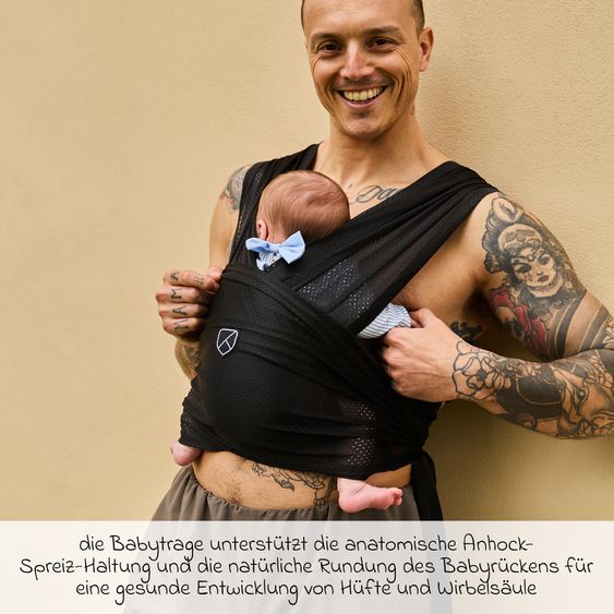 Koala Babycare Babytragetuch Cuddle Breeze Watersling ab Geburt von 2 bis 9 kg - atmungsaktives Meshgewebe - Black