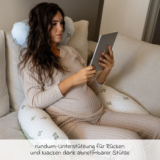 Koala Babycare Coussin D'Allaitement Hugs Plus Coussin Multifonction Pour Grossesse, Allaitement Et TummyTime Avec Support Amovible - Blossom Gris