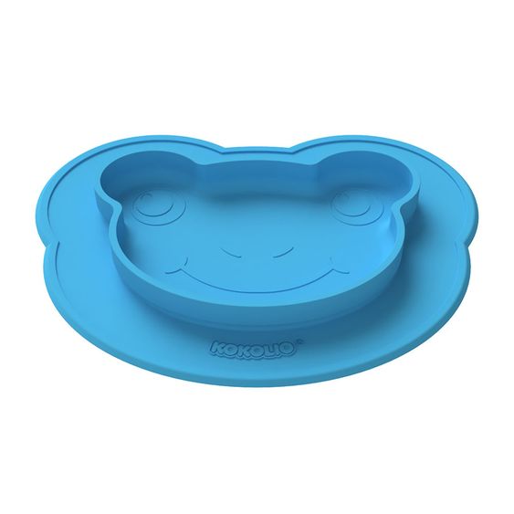 Kokolio Rutschfeste Esslernteller, Silikonteller für Babys, Babyschale, BLW Teller, Babyteller Froggi - Blau