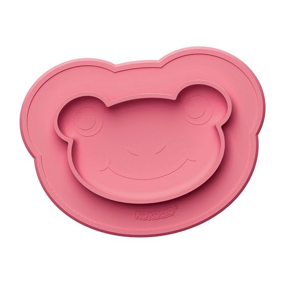 Kokolio Rutschfeste Esslernteller, Silikonteller für Babys, Babyschale, BLW Teller, Babyteller Froggi - Pink