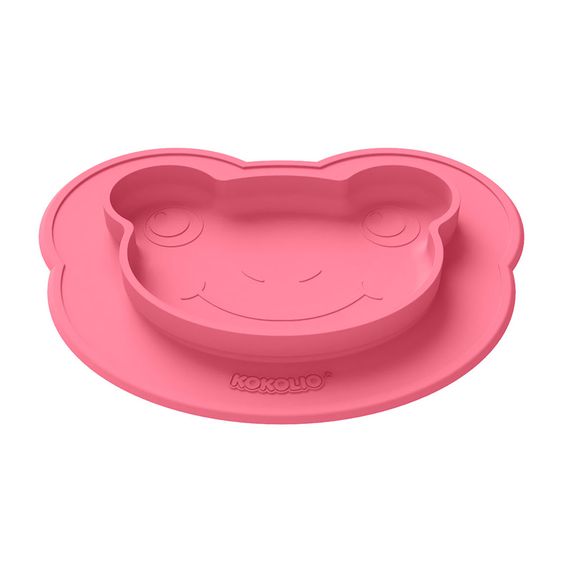 Kokolio Rutschfeste Esslernteller, Silikonteller für Babys, Babyschale, BLW Teller, Babyteller Froggi - Pink