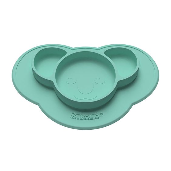 Kokolio Rutschfeste Esslernteller, Silikonteller für Babys, Babyschale, BLW Teller, Babyteller Koali - Mint