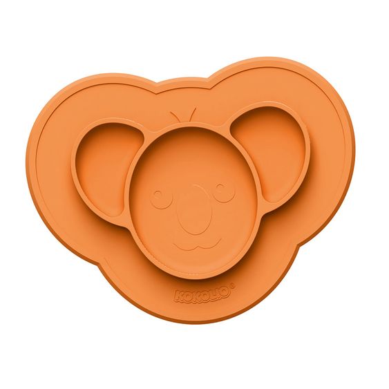 Kokolio Rutschfeste Esslernteller, Silikonteller für Babys, Babyschale, BLW Teller, Babyteller Koali - Orange