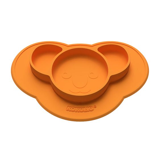 Kokolio Rutschfeste Esslernteller, Silikonteller für Babys, Babyschale, BLW Teller, Babyteller Koali - Orange