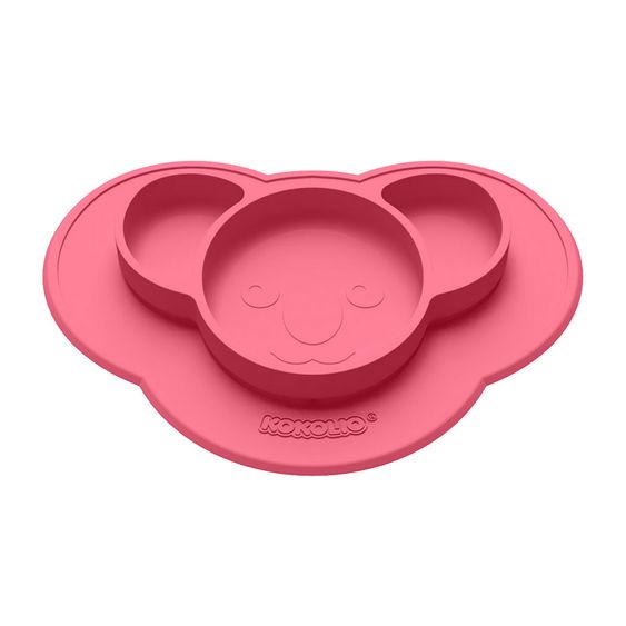 Kokolio Rutschfeste Esslernteller, Silikonteller für Babys, Babyschale, BLW Teller, Babyteller Koali - Pink