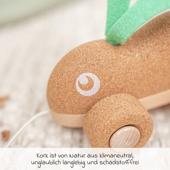 Korko Hopping Bunny cork pull-along toy