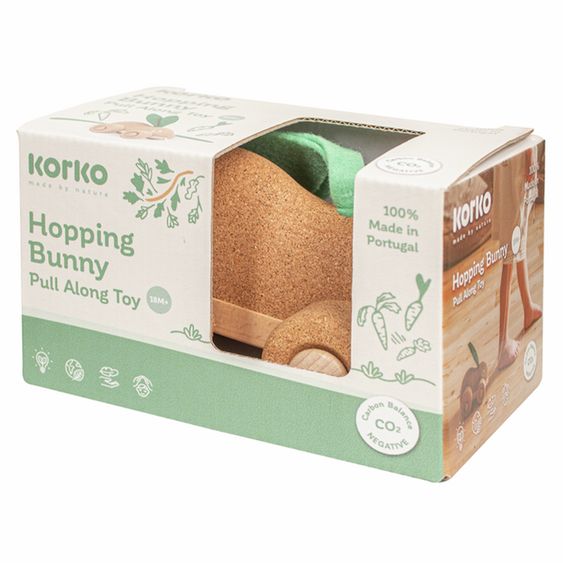 Korko Hopping Bunny cork pull-along toy