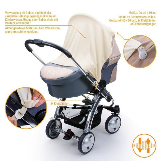 KP Family Schlummertuch mit Plastikclips & Klettbändern - Elfenbein