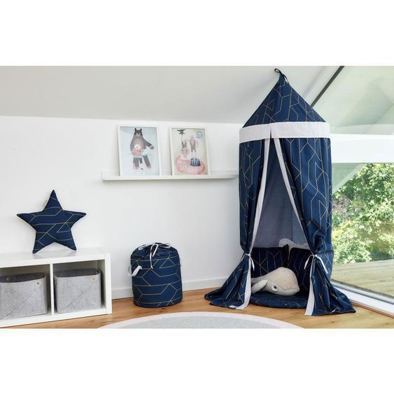 Kraftkids Baldachin - mit Goldlinien - Dunkelgrau