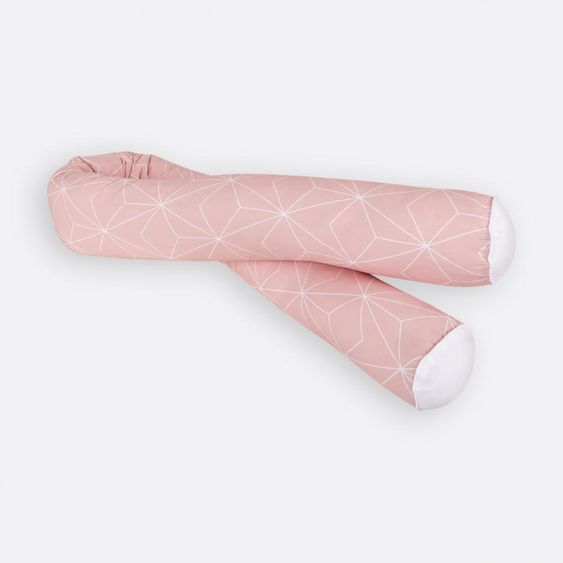 Kraftkids Bettschlange 140 cm - mit Diamantenkontur - Altrosa
