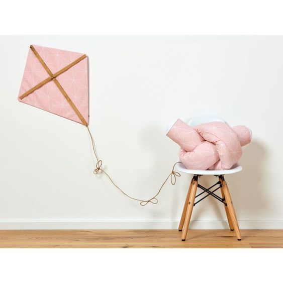 Kraftkids Bettschlange 140 cm - mit Diamantenkontur - Altrosa