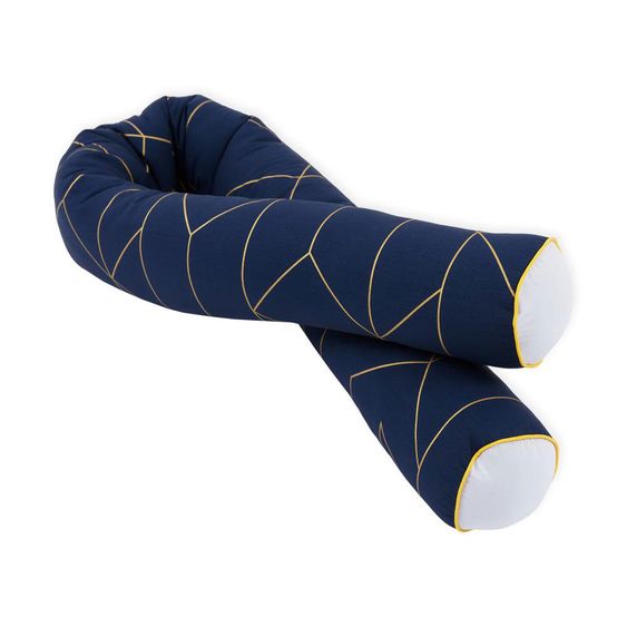 Kraftkids Bettschlange 140 cm - mit Goldlinien - Dunkelblau
