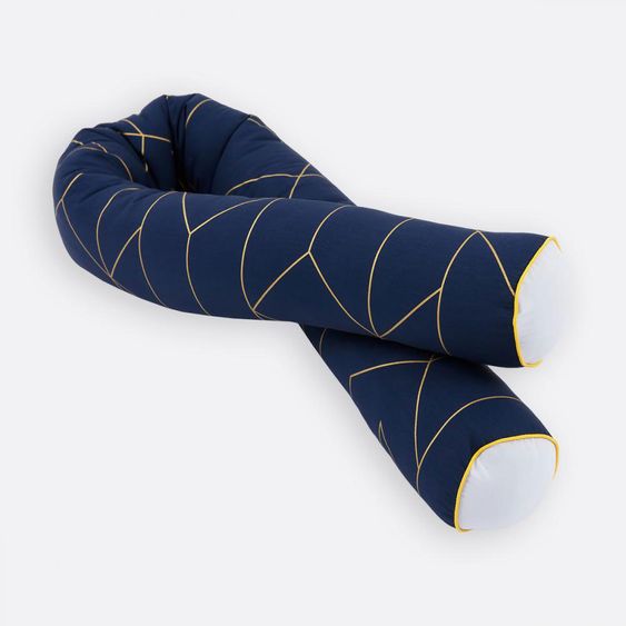Kraftkids Bettschlange 140 cm - mit Goldlinien - Dunkelblau