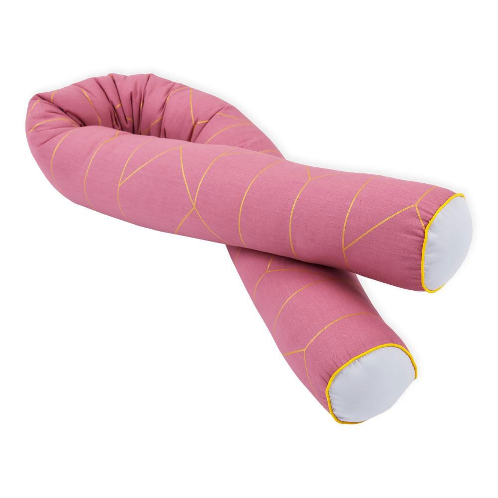 Kraftkids Bettschlange 140 cm - mit Goldlinien - Rosa