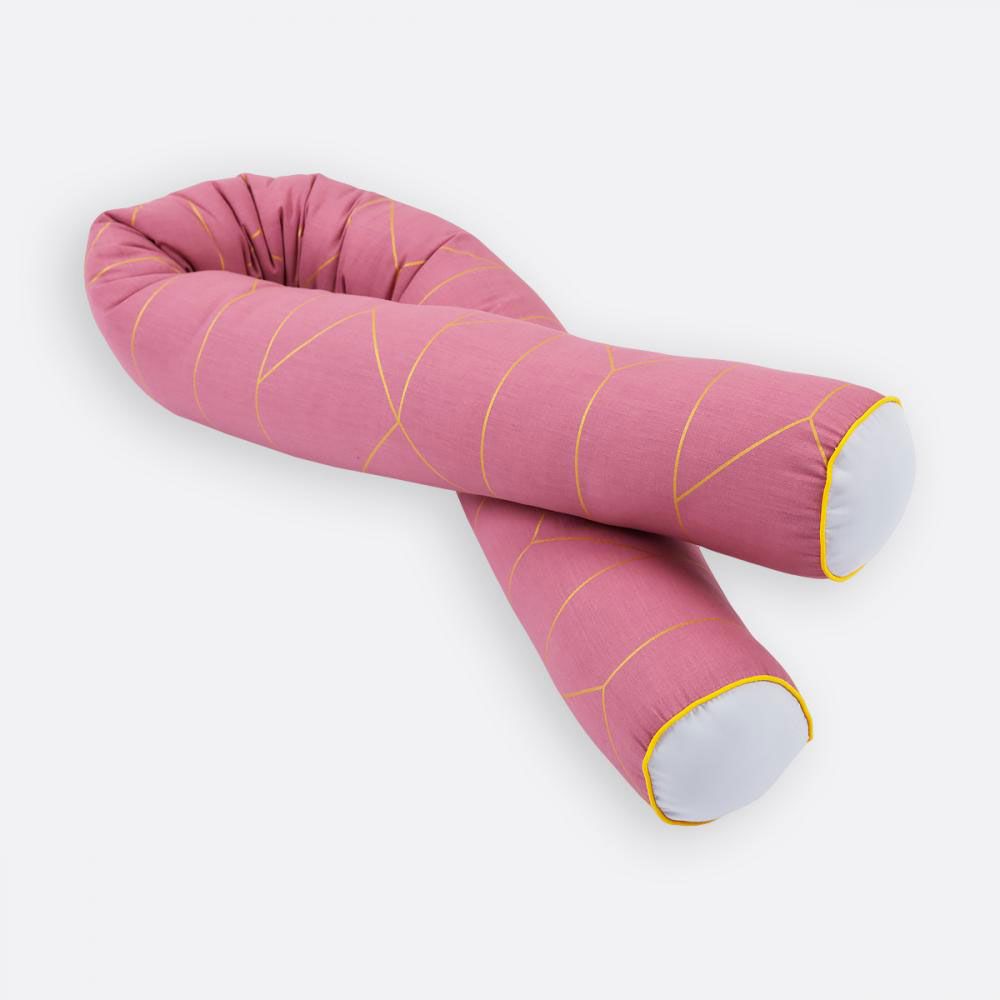 Kraftkids Bettschlange 140 cm - mit Goldlinien - Rosa