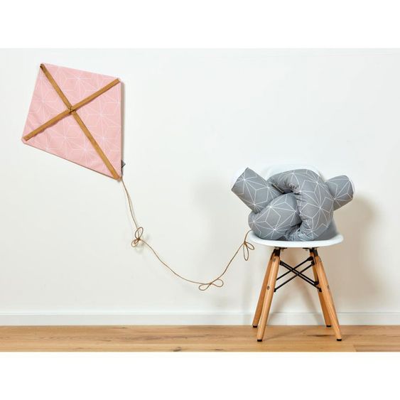 Kraftkids Bettschlange 200 cm - mit Diamantenkontur - Grau
