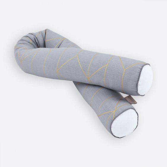 Kraftkids Bettschlange 200 cm - mit Goldlinien - Grau