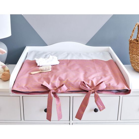Kraftkids Bezug Wickelauflage - mit Goldlinien - Rosa