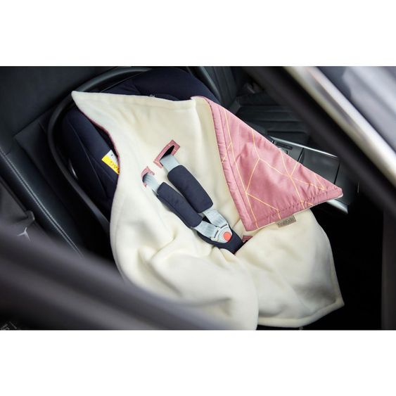 Kraftkids Einschlagdecke Babyschale - mit Goldlinien - Rosa