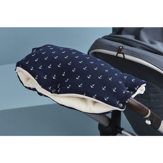 Kraftkids Handwärmer / Handmuff für Kinderwagen & Buggy - Anker - Dunkelblau