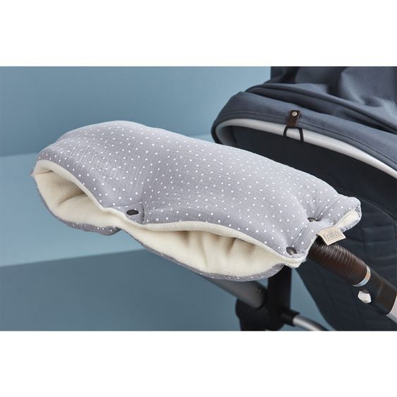Kraftkids Handwärmer / Handmuff für Kinderwagen & Buggy - Punkte - Grau
